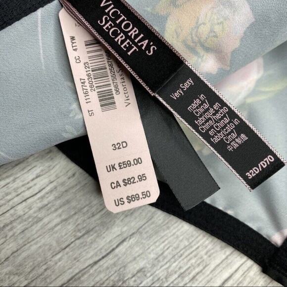 Victorias Secret Very Sexy Lightly Lined Black Floral Bra Bustier 32D NWT - Picture 10 of 11